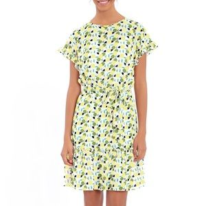 London Times - Women Printed Elastic Waist Ruffle Dress Belted Summer